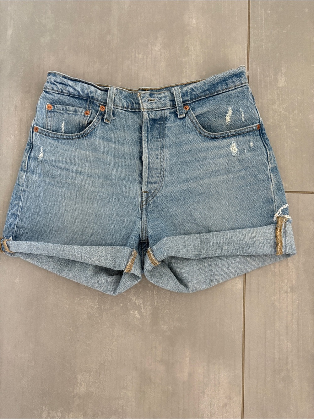 Levi's Light Blue Rolled Cuff Denim Shorts